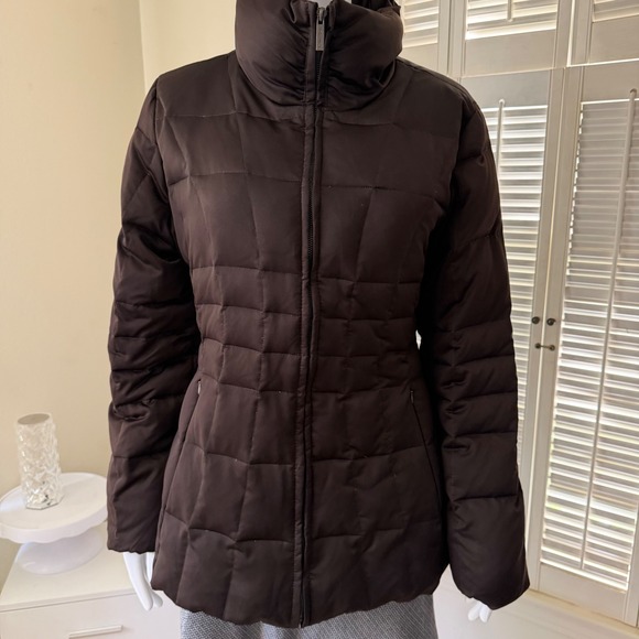 Calvin Klein Women's Chocolate Brown Down Puffer Jacket Faux Fur Lined Parka - Picture 2 of 8